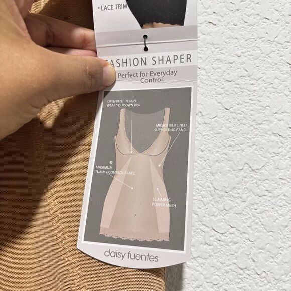 NWT DAISY FUENTES Wear Your Own Bra Slimming Slip Power Mesh Dress Shaper L - Picture 9 of 9